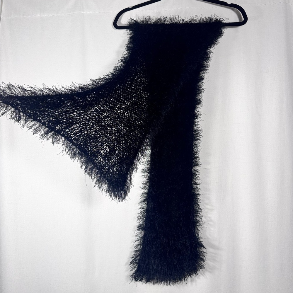 Vintage Style Black Eyelash Knit Scarf